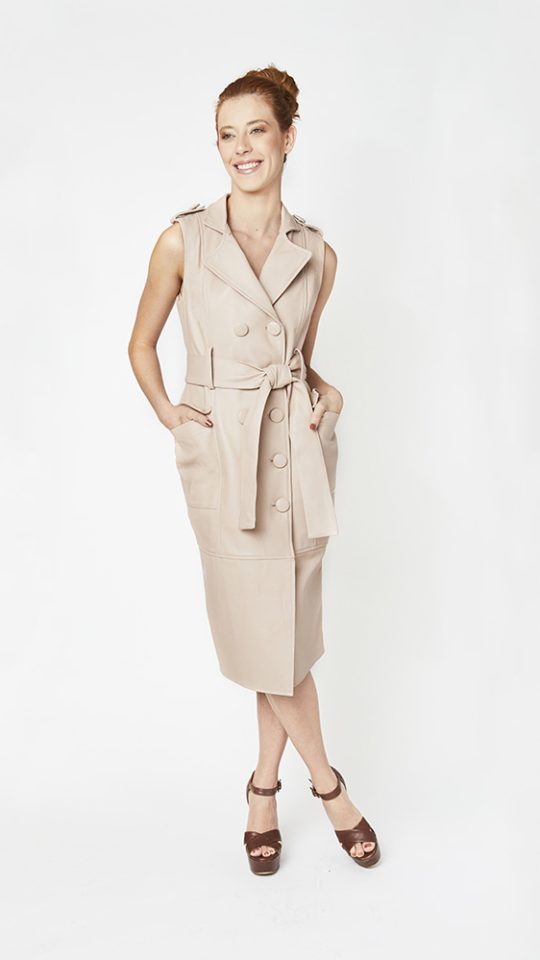 vestido trench de couro