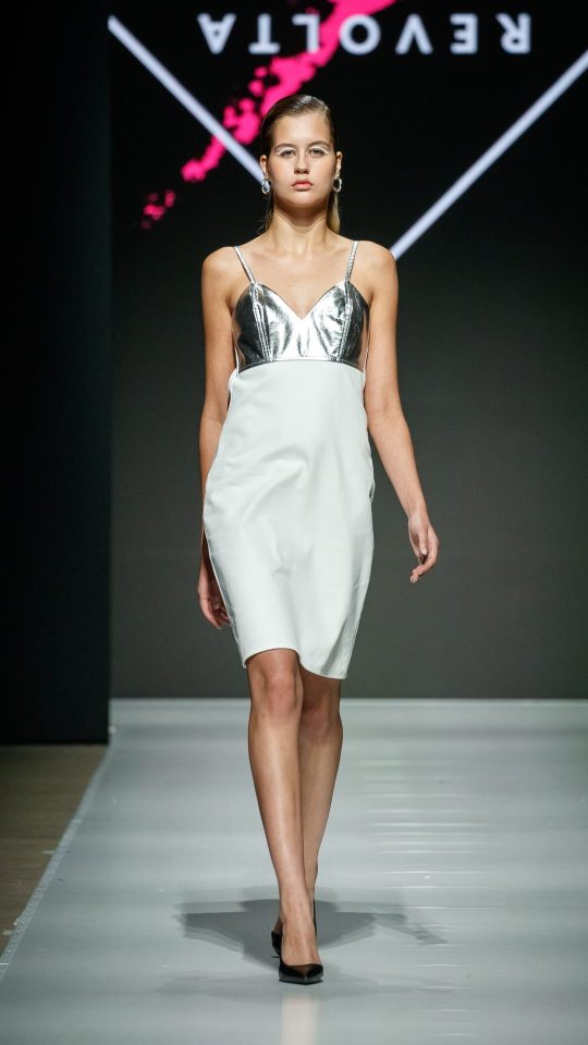 Vestido Sacha de Sarja e Couro
