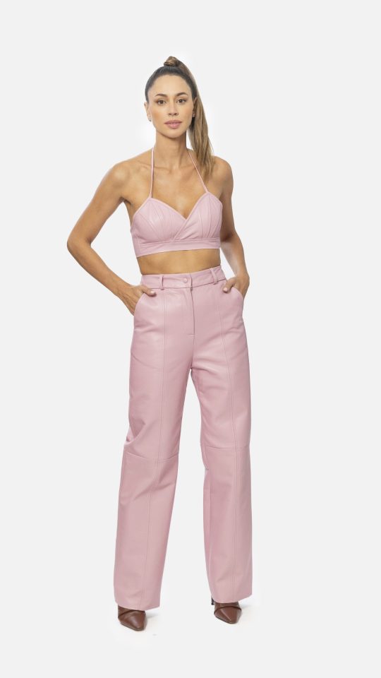 Calça Pantalona de Couro