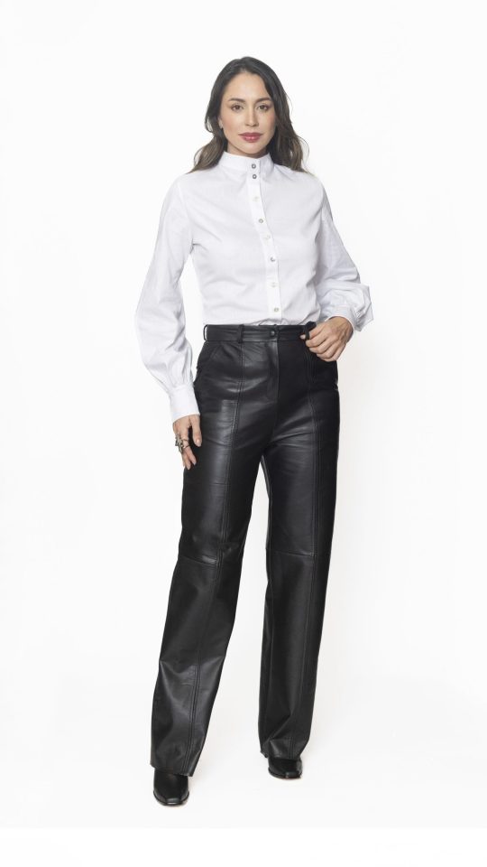 Calça Pantalona de Couro