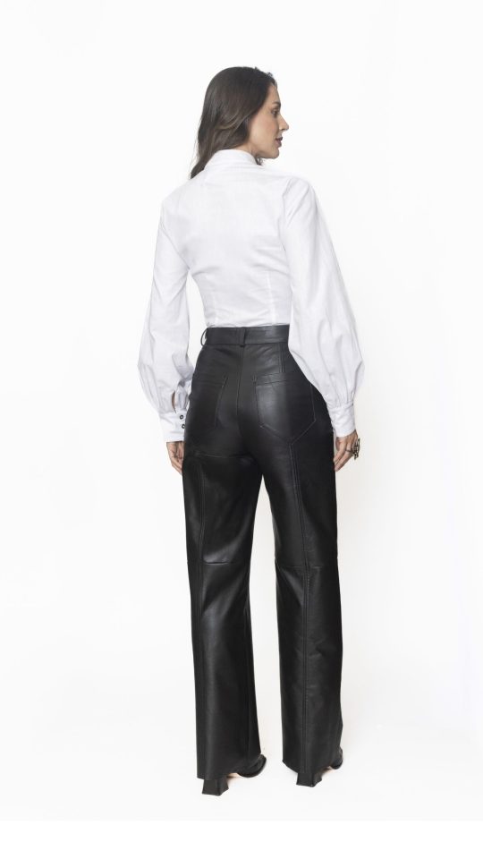 Camisa com Mangas Bufantes de Algodão