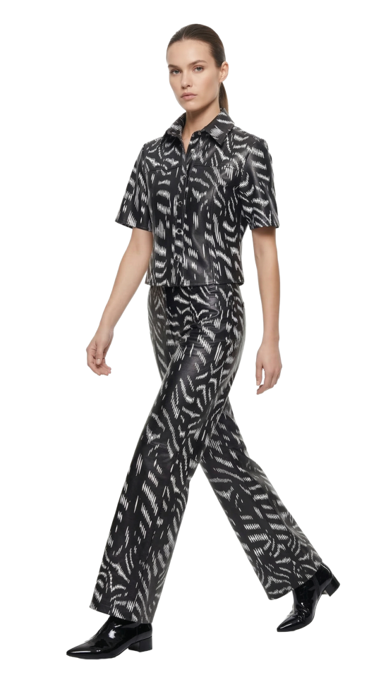 Calça Pantalona de Couro Estampado - Hal Trager by Maison Revolta