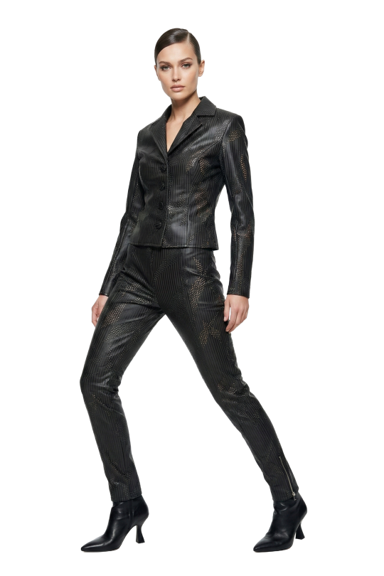 Blazer de Couro Perfurado
