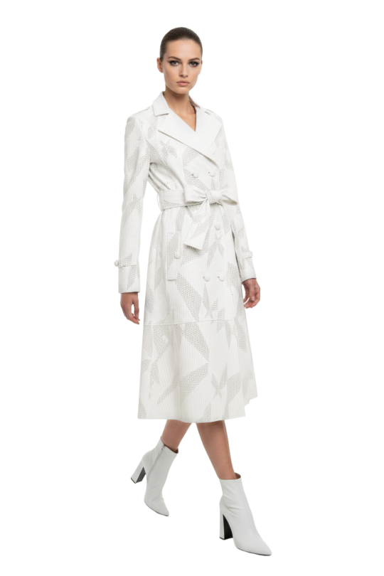 Trench Coat de Couro Perfurado