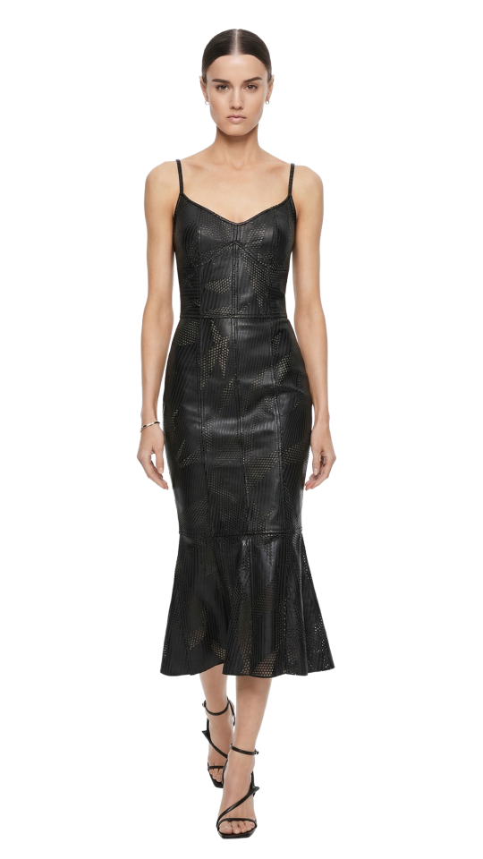 Vestido Monica Midi de Couro Perfurado - Hal Trager by Maison Revolta