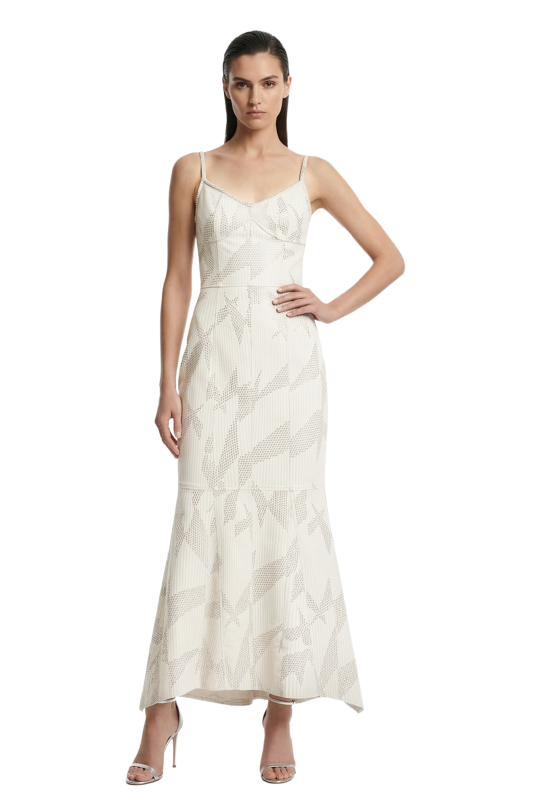 Vestido Monica Longo de Couro Perfurado